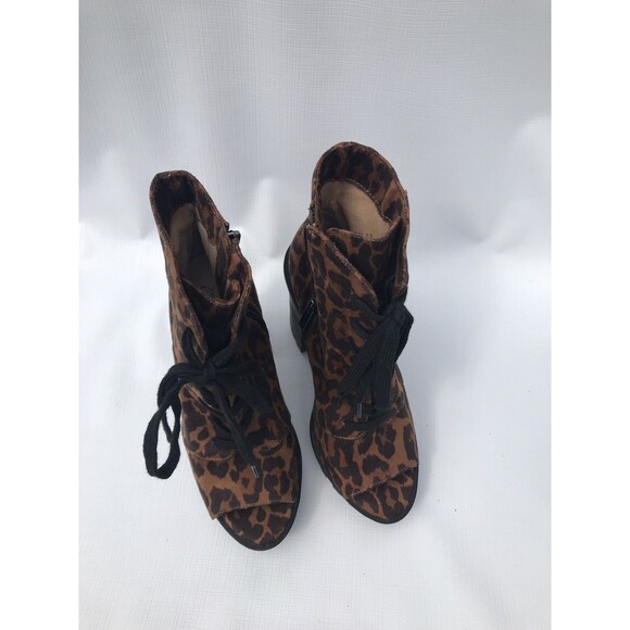 Jessica Simpson Women's Lizzah Animal Print Faux Suede Open Toe Bootie Size 8m - Picture 3 of 10